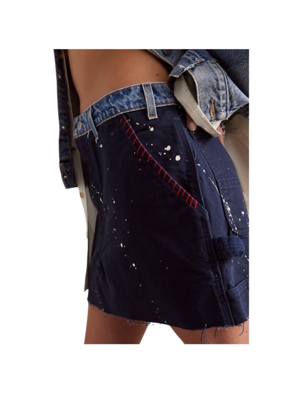 Free People X Tricia Fix Carhartt Denim Mini Skirt XL NWT